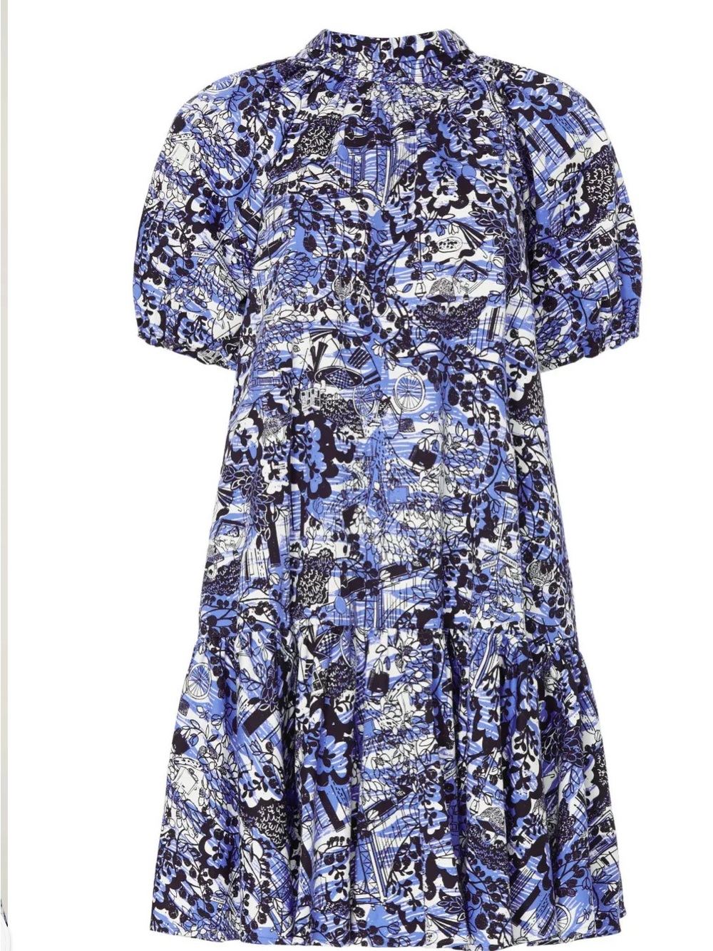 Kate Spade A Walk In The Park Dress In Blue Print Back Neck Bow Size XS